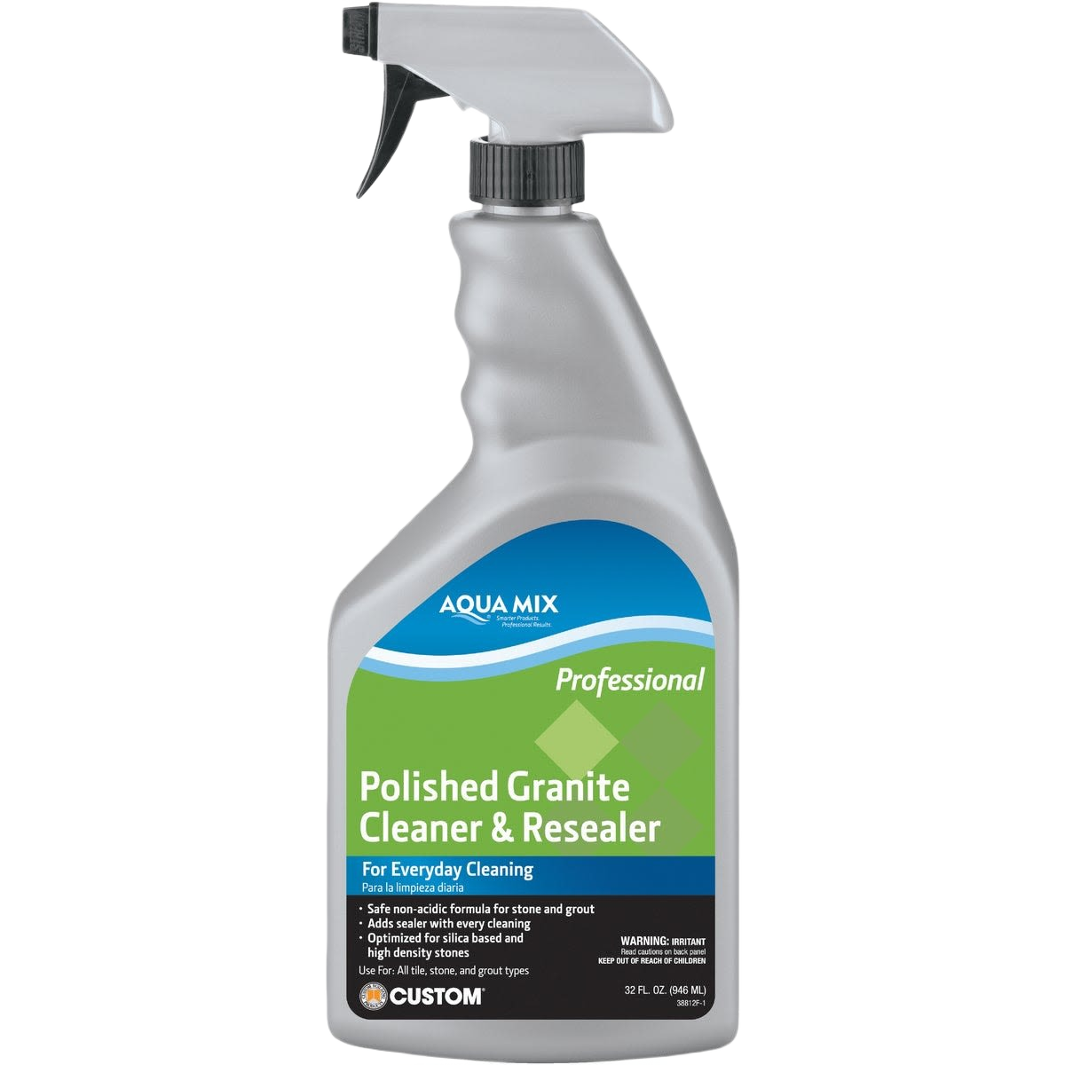 Spray bottle of Aqua Mix cleaner and resealer for polished granite in cleaning supplies and flooring care collections