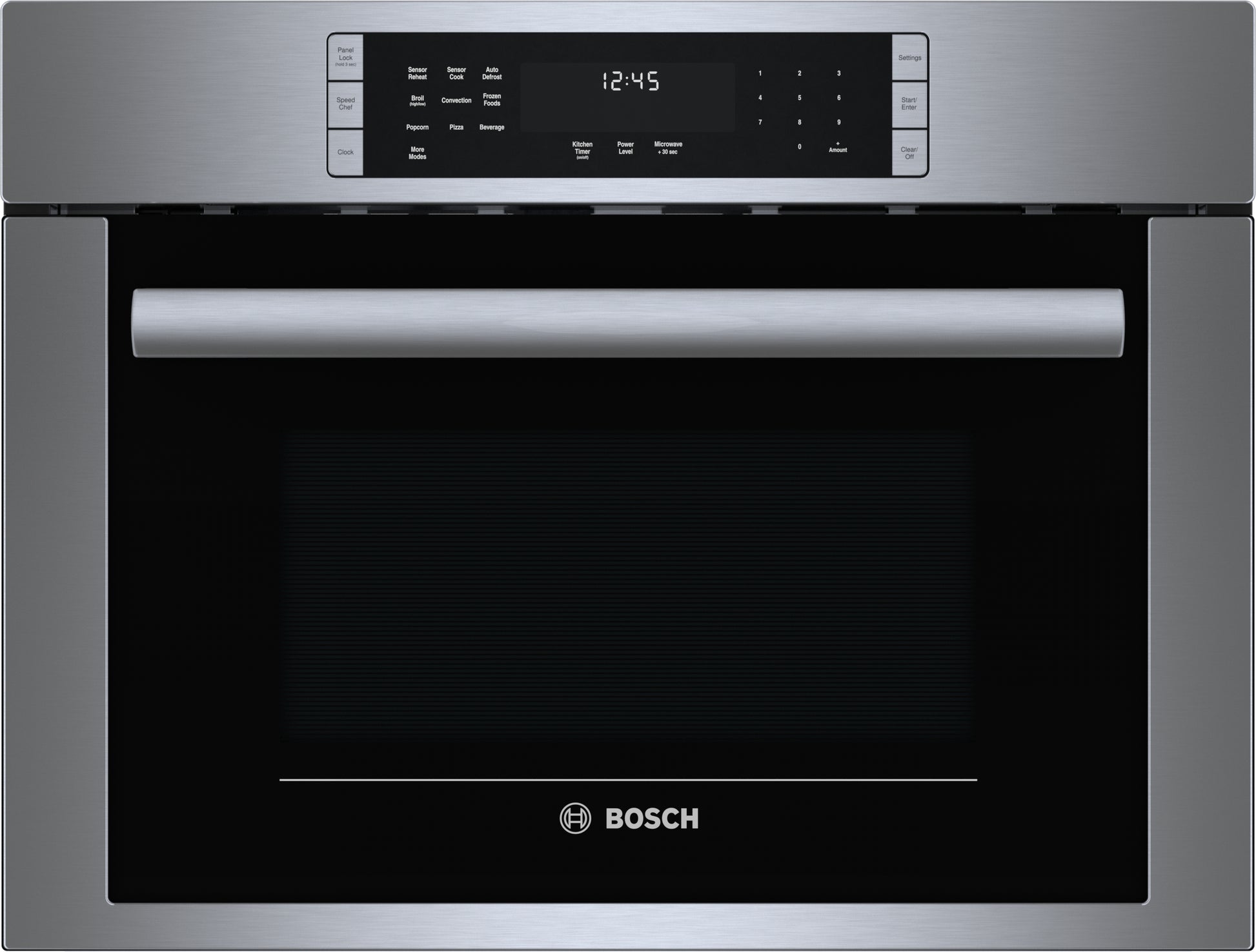 Stainless steel Bosch speed oven with digital touch control panel from Wall Ovens and Kitchen appliances collection