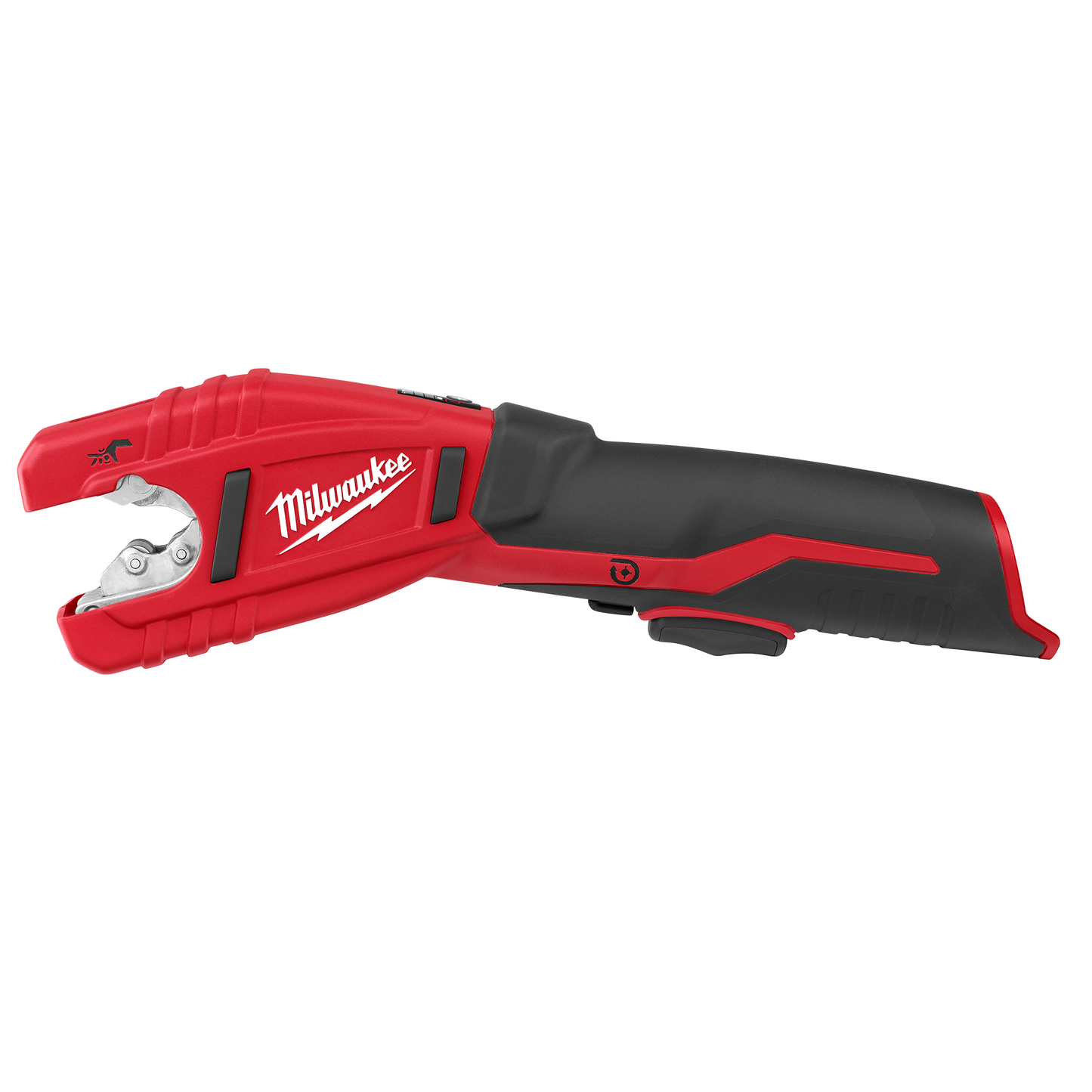 Compact cordless pipe cutter with ergonomic black and red grip for precise copper tubing cutting in plumbing tools collection