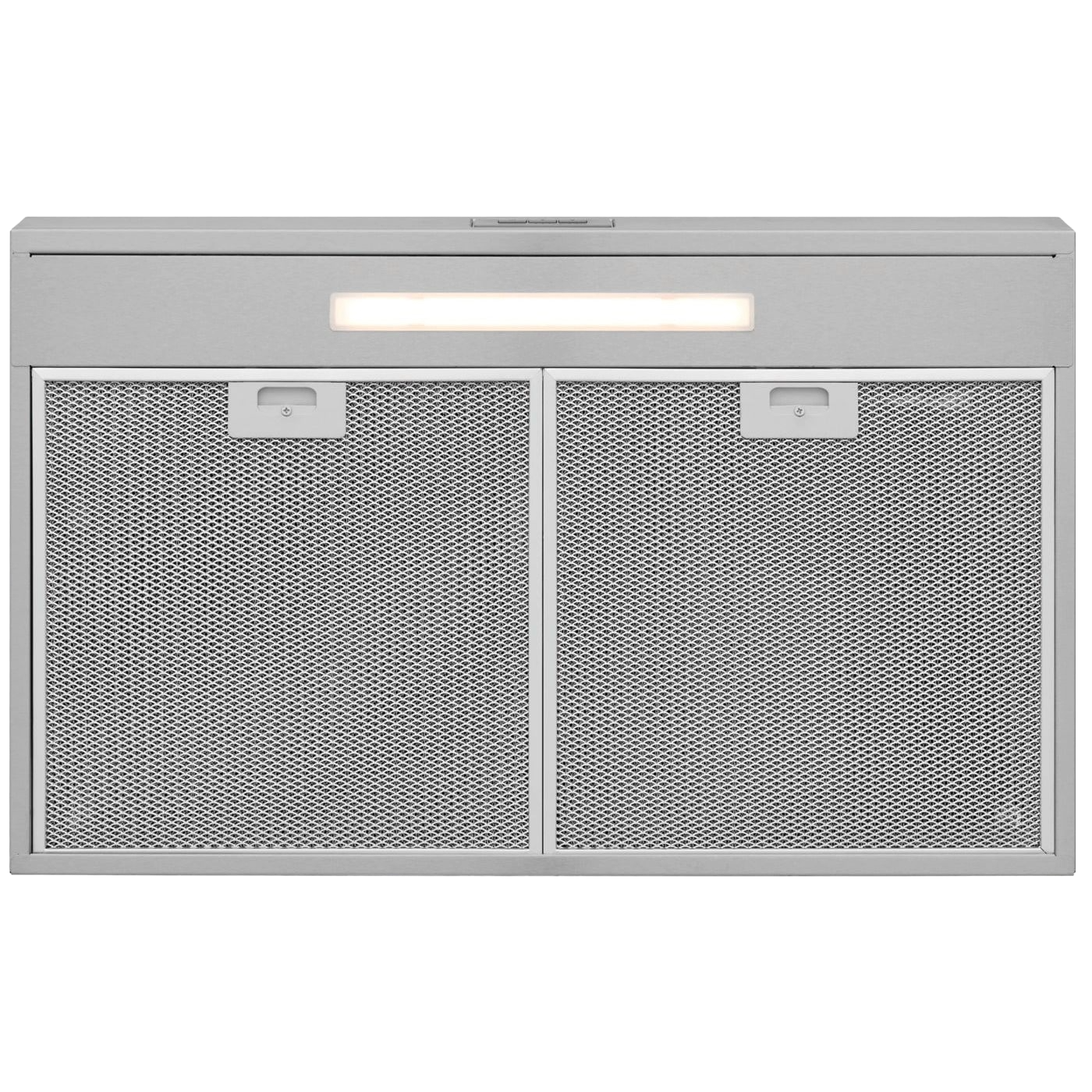 Undercabinet ventilation hood with LED lighting and dual mesh filters in kitchen appliances and range hoods collection