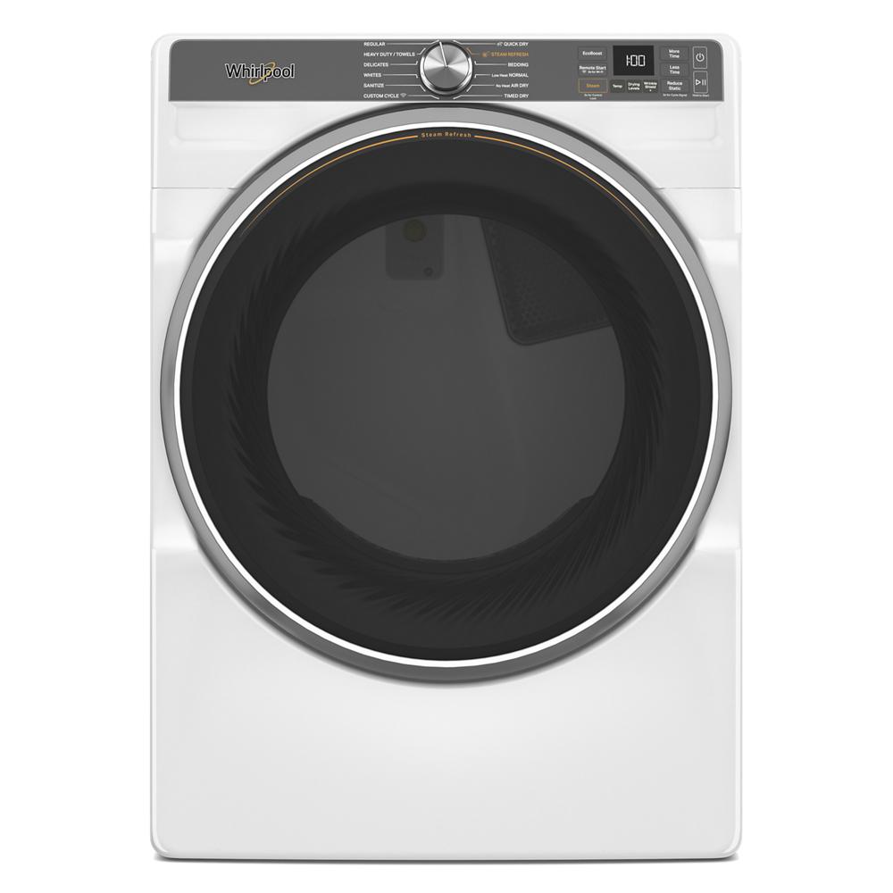 White front load electric dryer with digital display and stainless steel trim in Dryers and Electric Dryers collections
