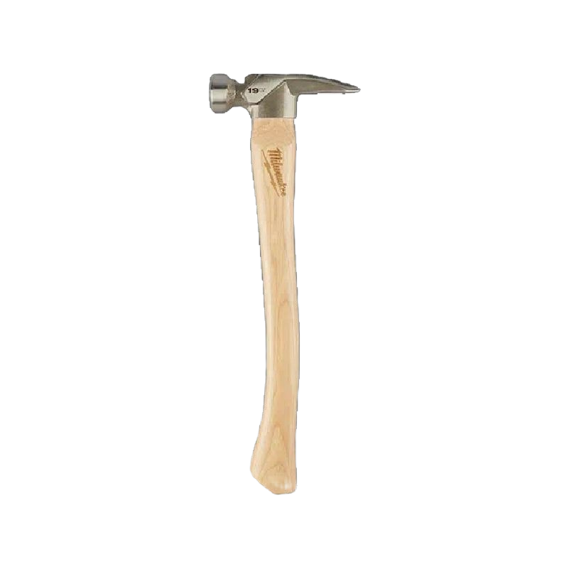 Framing hammer with milled steel head and hickory handle designed for home improvement and construction tasks