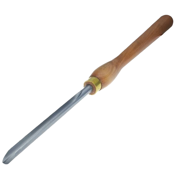 Woodturning bowl gouge with polished steel blade and smooth wooden handle for fine woodworking tools collection