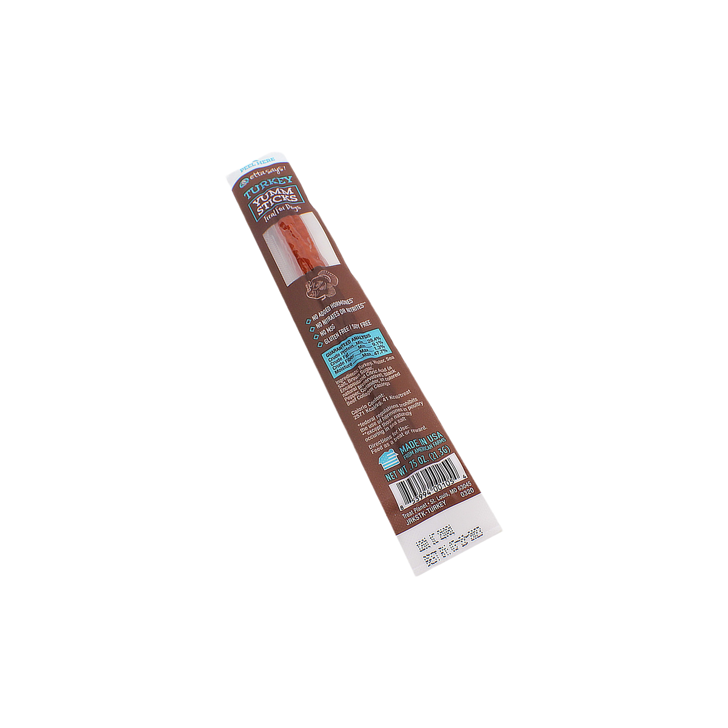 Single packaged turkey meat dog treat stick from pet supplies, part of under $50 treats collection