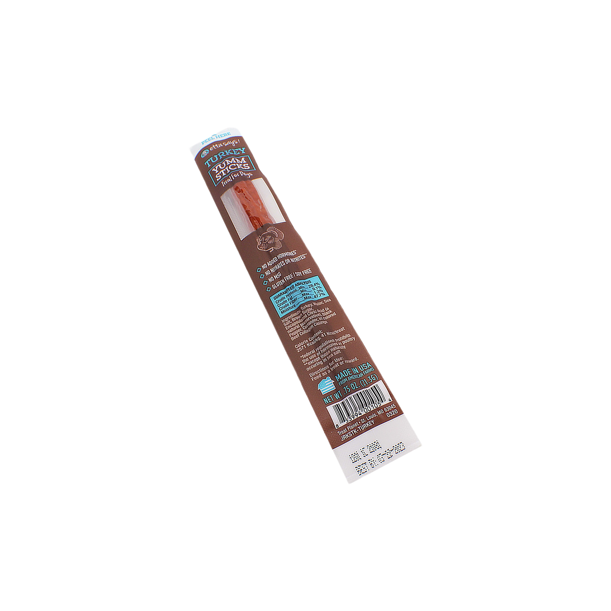 Single packaged turkey meat dog treat stick from pet supplies, part of under $50 treats collection