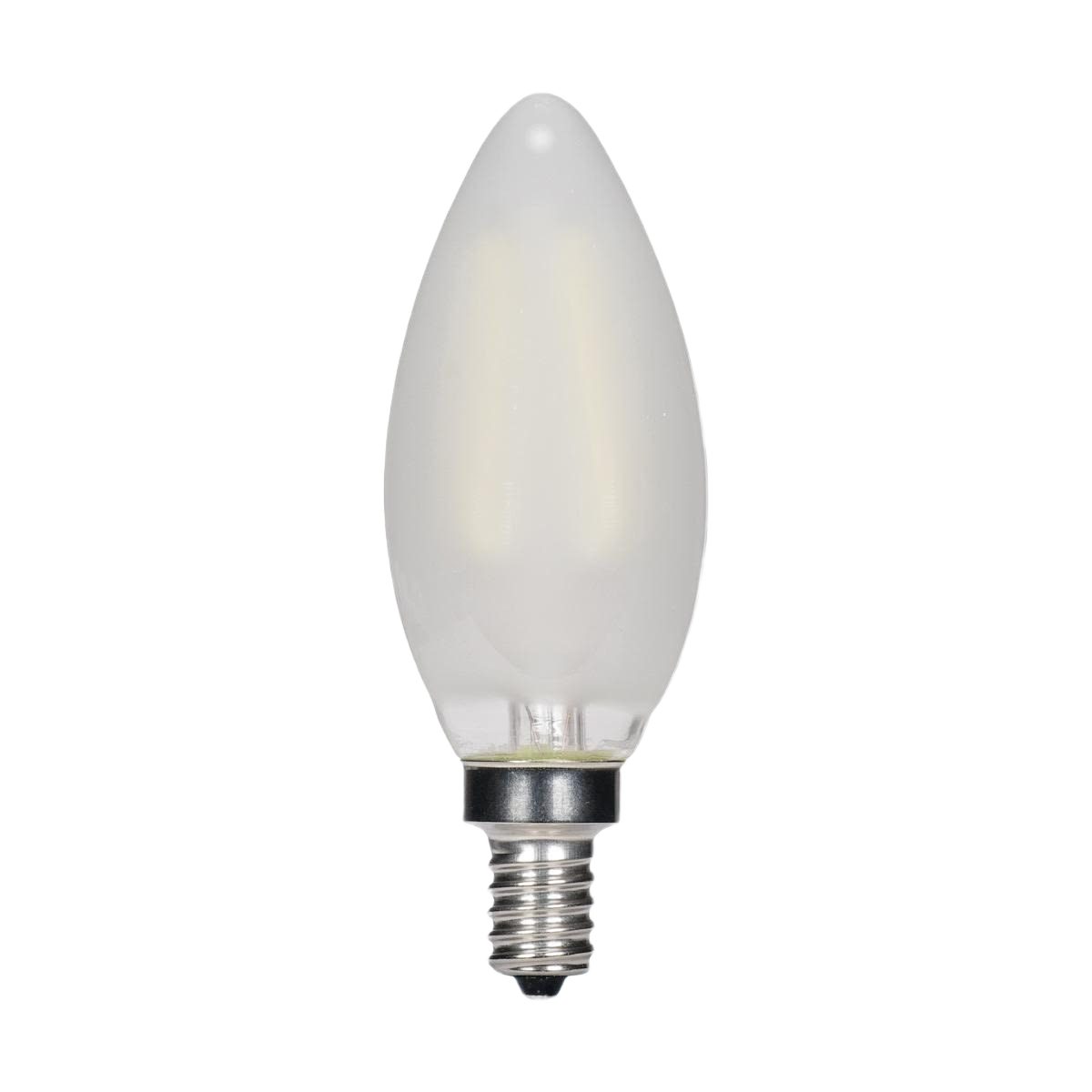 Frosted LED light bulb with candelabra base, energy-efficient for lighting fixtures in home improvement under $50 collection