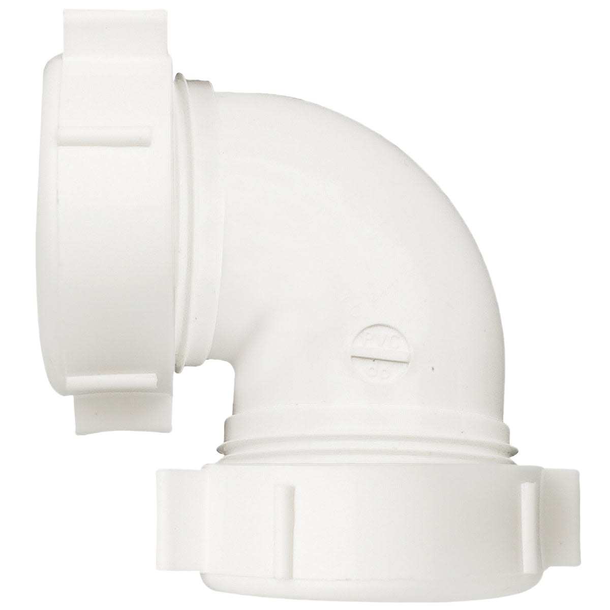 White plastic 90-degree double slip-joint coupling elbow for plumbing, drain repair, and irrigation applications under $50