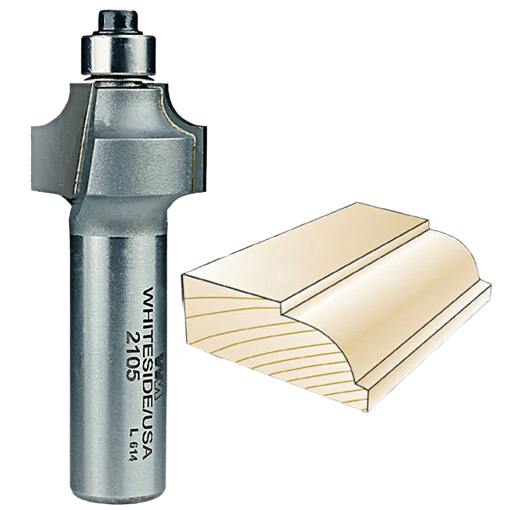 Carbide-tipped Whiteside router beading bit for wood trim and molding, featured in tool accessories and drill bits collections.