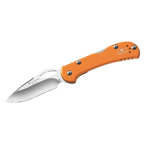 Compact folding knife with bright orange handle and stainless steel blade for cutting and woodworking tool collections under $50