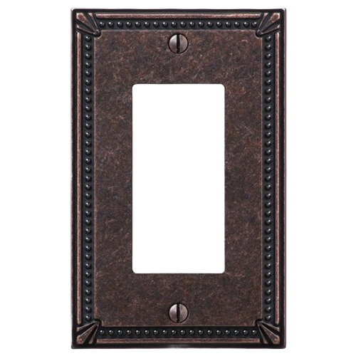 Antique bronze decorative wallplate with imperial bead design for rocker switch in home improvement projects