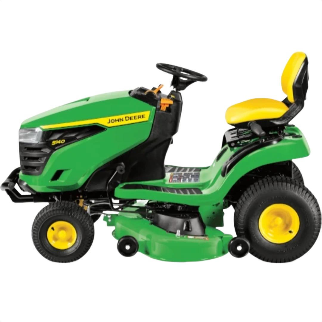 Green and yellow riding lawn tractor with 48-inch cutting deck designed for home lawn care and maintenance tasks