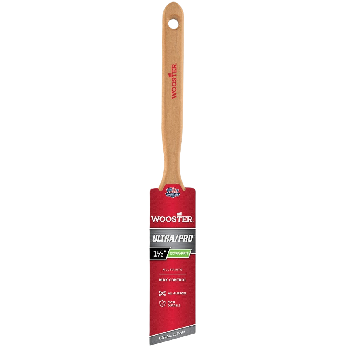 Wood handle angled sash paint brush with extra-firm bristles for precise application in paint brushes and home improvement tools