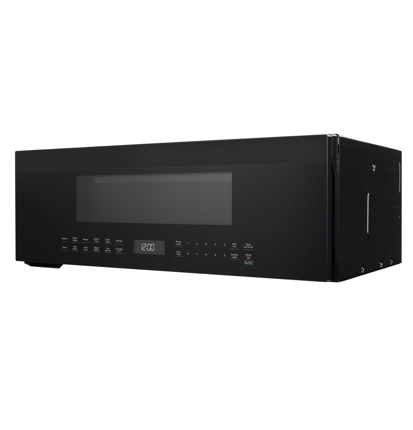 Black low-profile over-the-range microwave with digital sensor controls and LED display in Microwaves and Kitchen collections