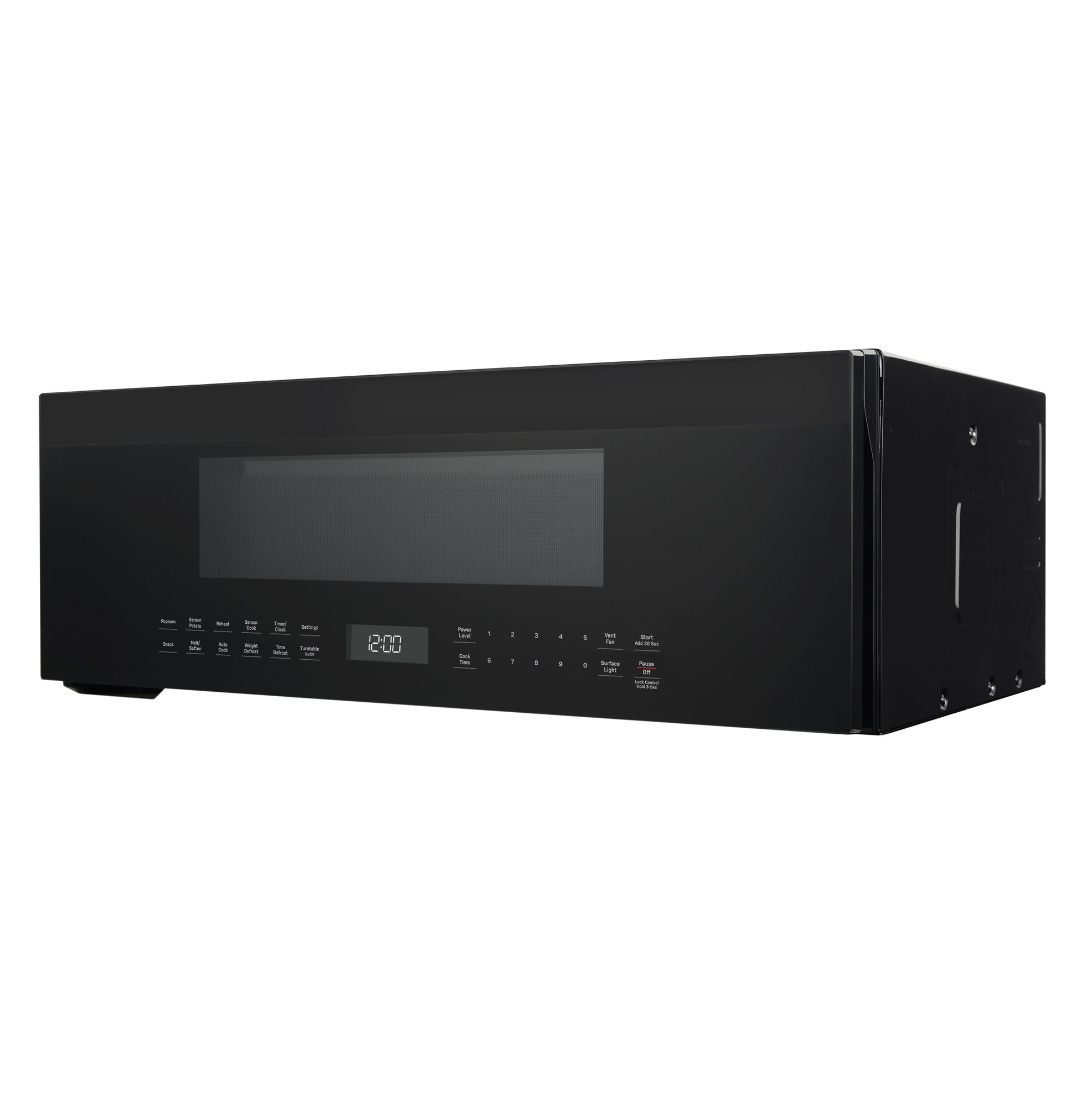 Black low-profile over-the-range microwave with digital sensor controls and LED display in Microwaves and Kitchen collections