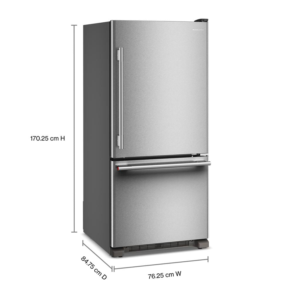 19 Cu. Ft. 30-Inch Standard-Depth Bottom Mount Refrigerator with Right Door Swing