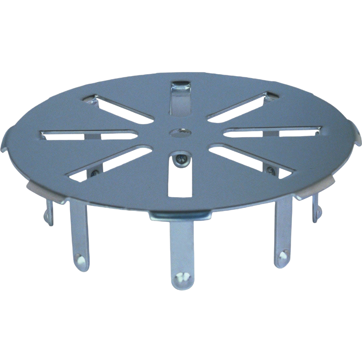Stainless steel pipe floor strainer with gripping fingers for secure fit in plumbing parts and repair tools collection
