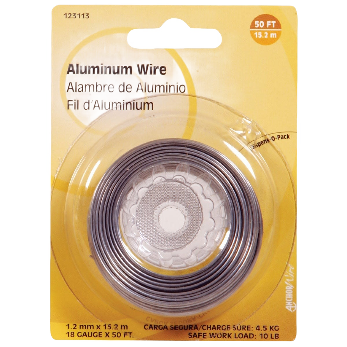 Coiled 50 ft aluminum wire spool in yellow packaging for hardware and fasteners applications under $50 collection