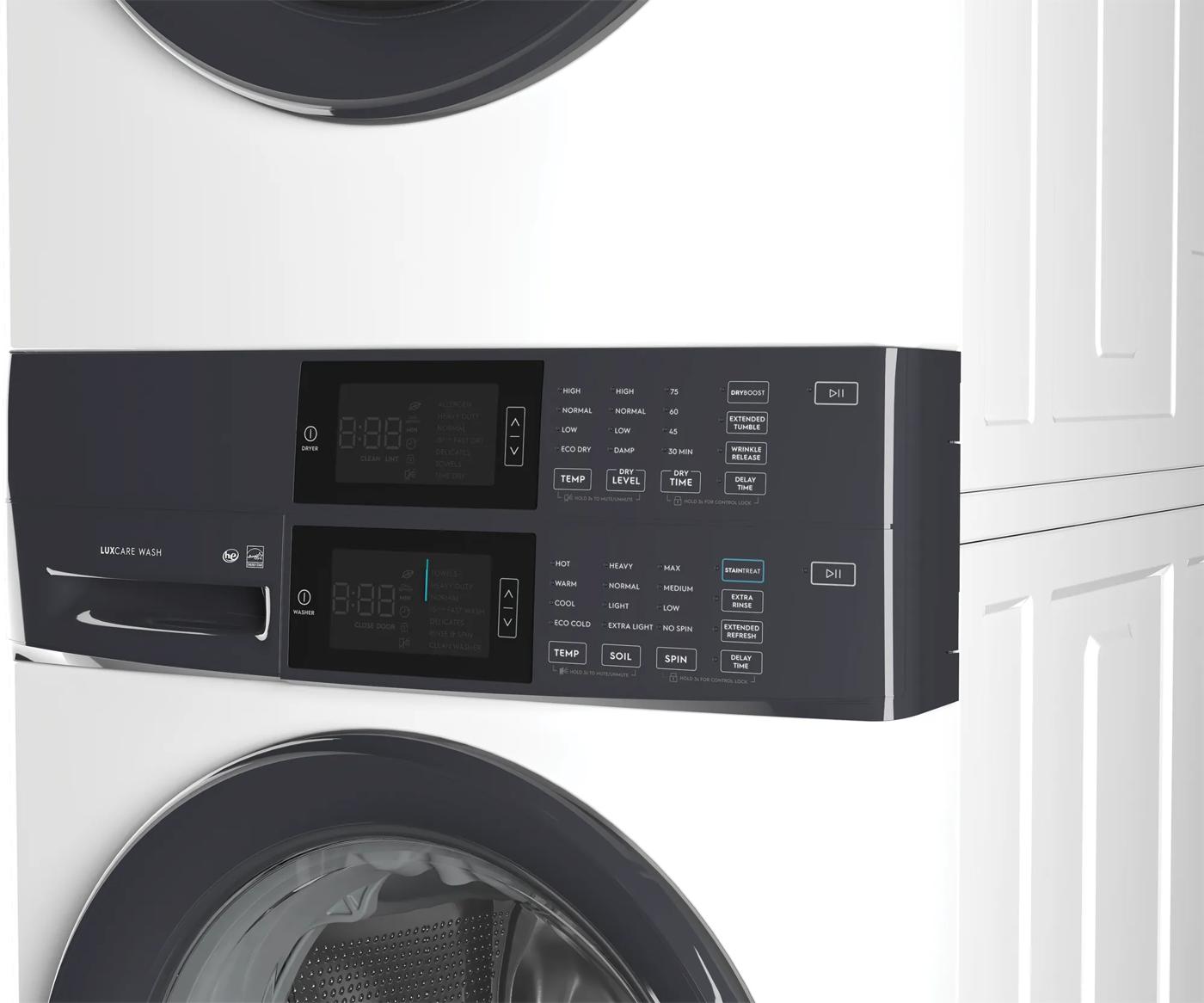 Laundry Tower Single Unit Front Load 4.4 Cu. Ft. Washer & 8 Cu. Ft. Electric Dryer