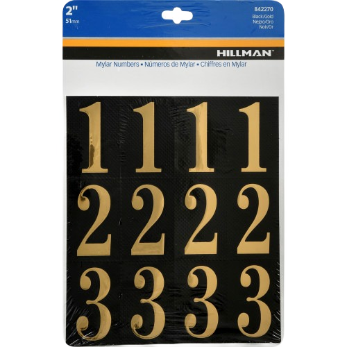 Black and gold adhesive vinyl house numbers in multiple sets for home address display and outdoor durability under 50 dollars