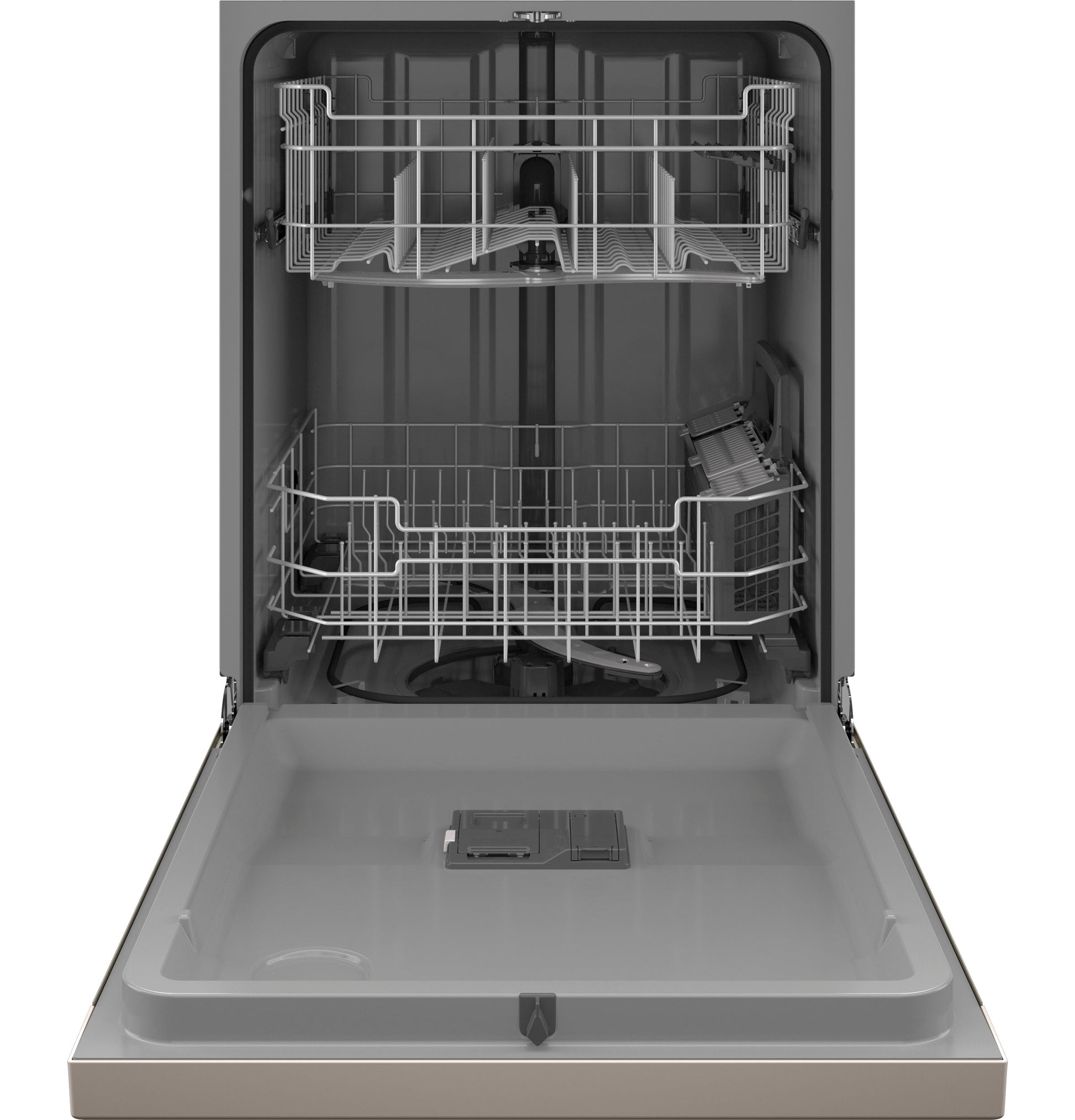 Open front control dishwasher with plastic interior racks and utensil basket in kitchen & kitchenware collection