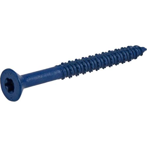 Blue coated flat-head screw with coarse threading for fasteners in hardware and lumber building materials collections