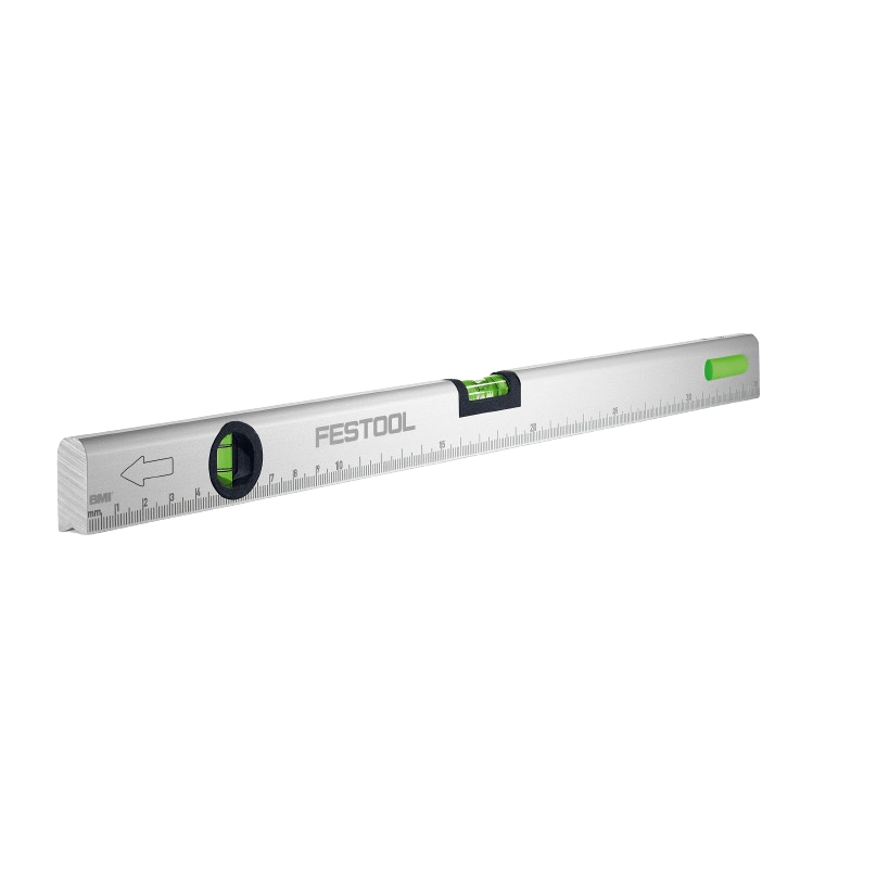 Aluminum spirit level with dual bubble vials and measurement markings for precise tools and home improvement use