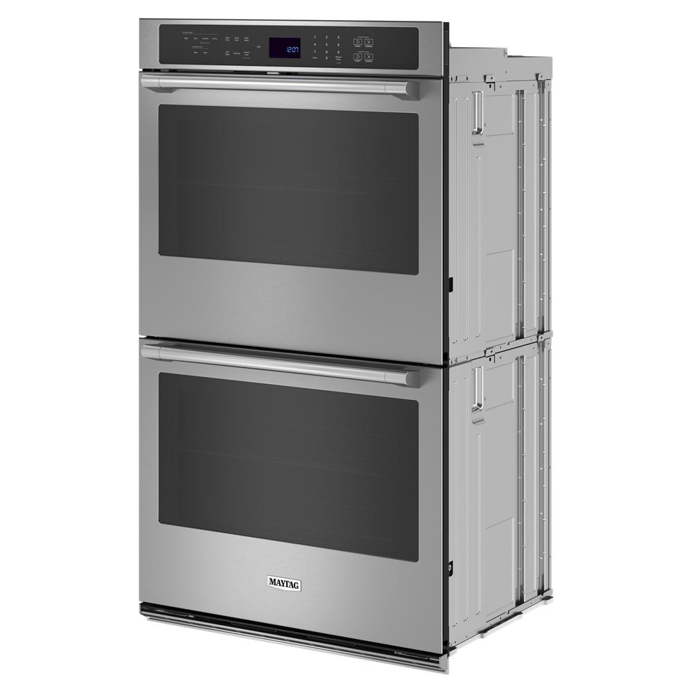 stainless steel 30-inch double wall oven with air fry and digital control panel for kitchen and home improvement
