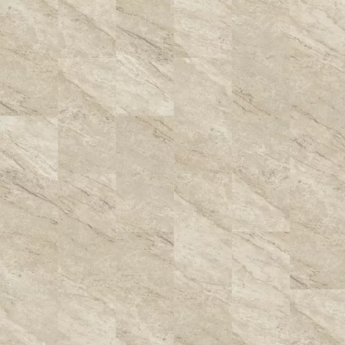 Beige textured vinyl flooring tile with subtle natural stone pattern from Mohawk Solid Tech LVT collection