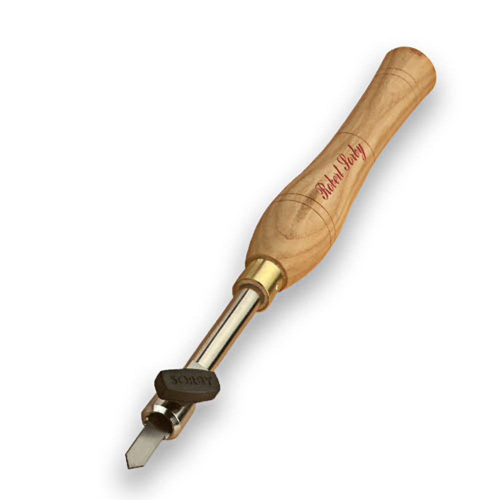 Woodturning chatter tool with polished steel blade and ergonomic wooden handle for decorative woodworking projects under $100