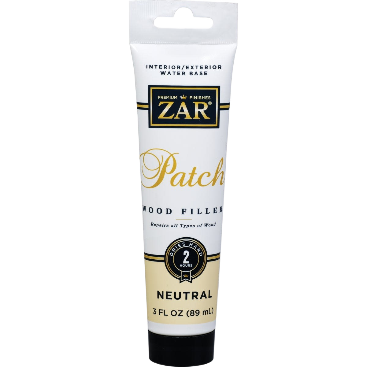 Tube of neutral latex wood filler for repairing and patching wood surfaces in home improvement and repair projects