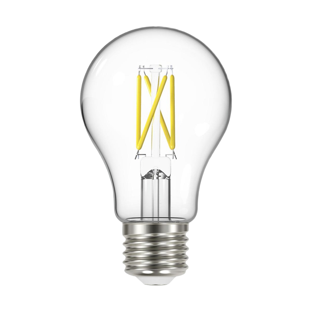 Clear glass LED light bulb with medium base and visible yellow filaments for lighting and electrical use under $50 collections