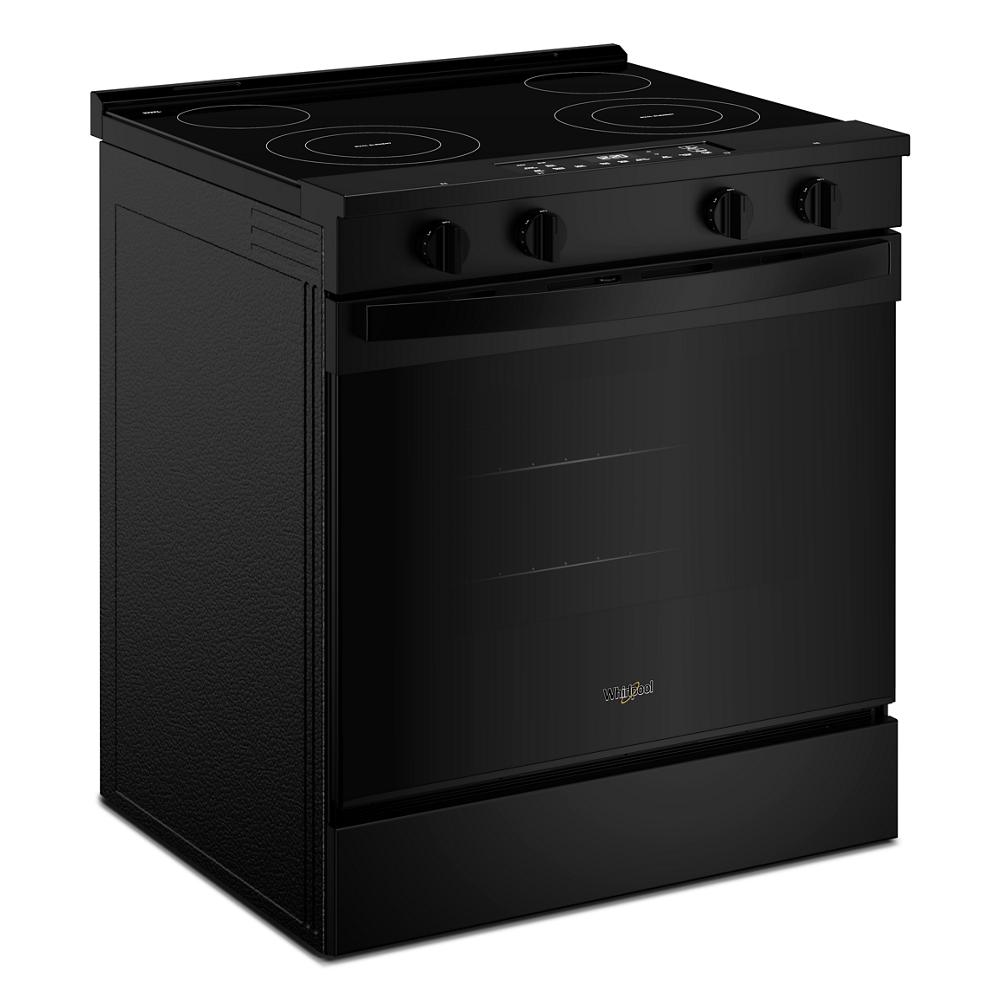 Black electric range with smooth cooktop and control knobs in Ranges and Kitchen & Kitchenware collections