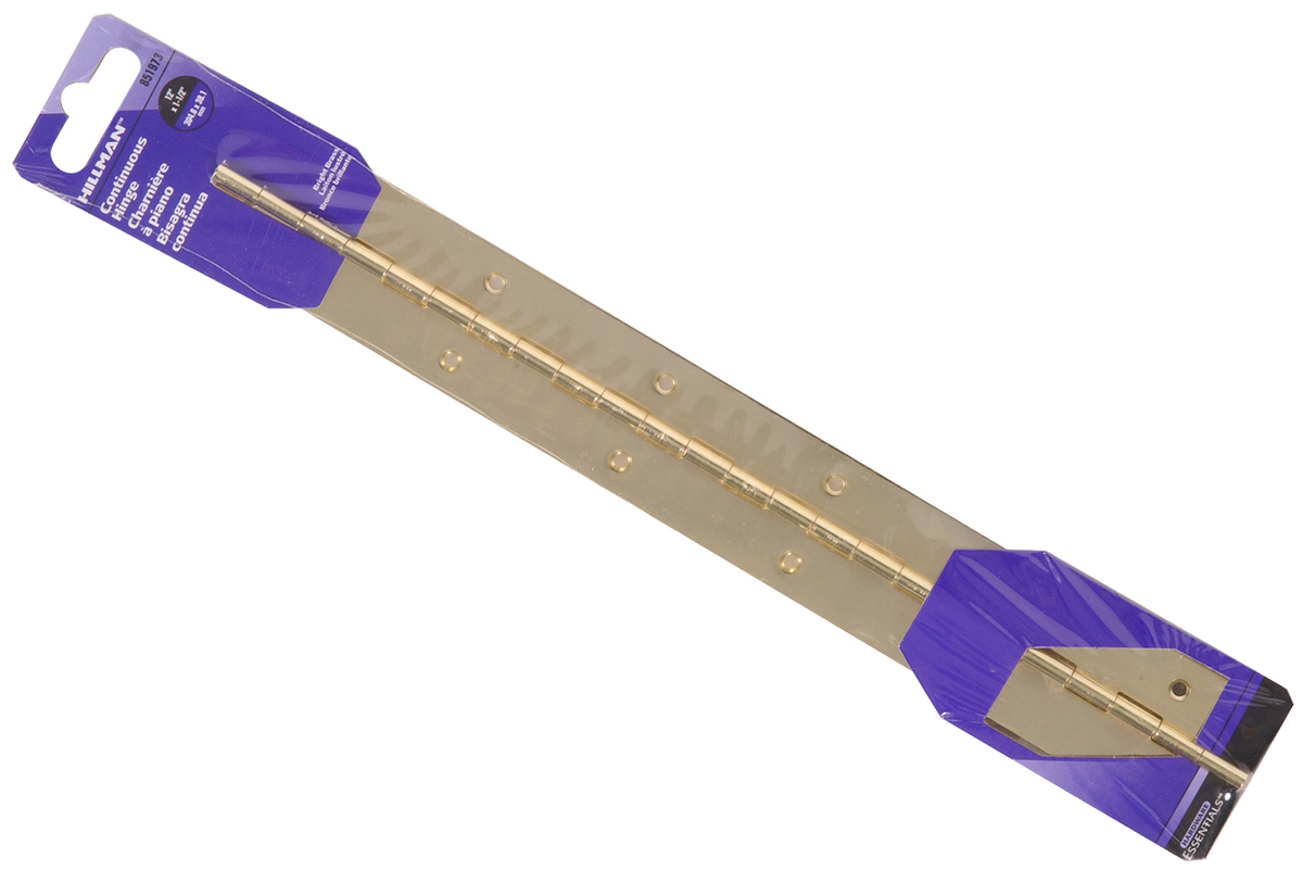 Hardware Essentials 12" x 1-1/" Continuous Hinge Brass, 2-Pack