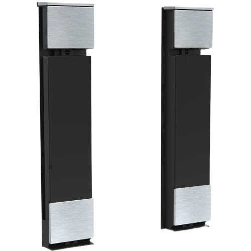 Brushed stainless steel and black extension kit parts for microwave drawer in appliance and kitchen collections