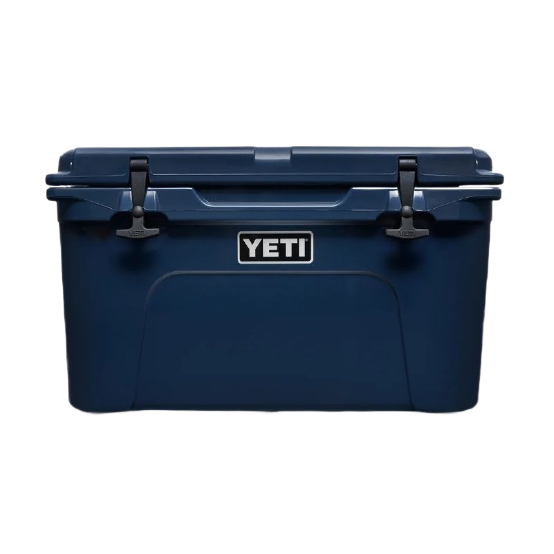 Navy blue durable hard cooler with secure latches for food storage and kitchen organization collections