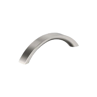 Satin nickel parabolic cabinet pull with sleek curved design for furniture hardware and home improvement projects under $50