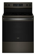 black 30-inch electric range with digital control panel and smooth cooktop for kitchen and home improvement use