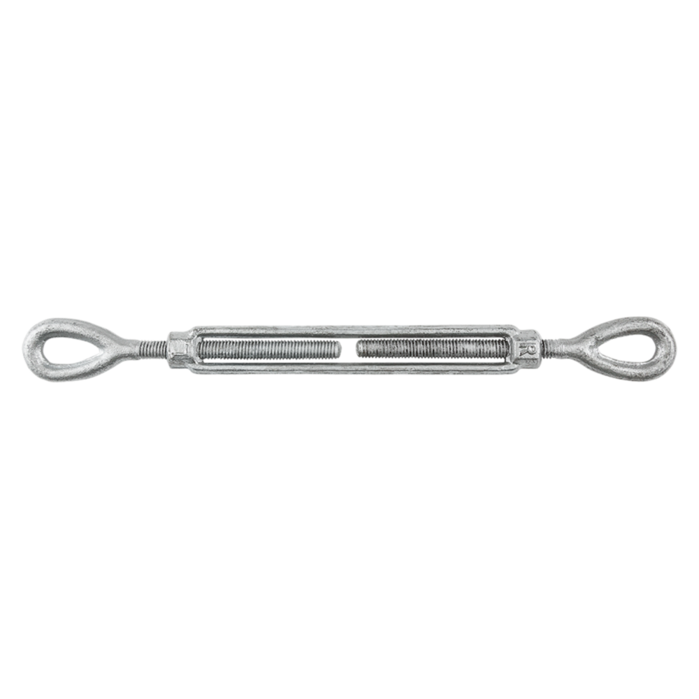Steel eye-and-eye turnbuckle with threaded body for adjustable tension in hardware and fastener applications under $50