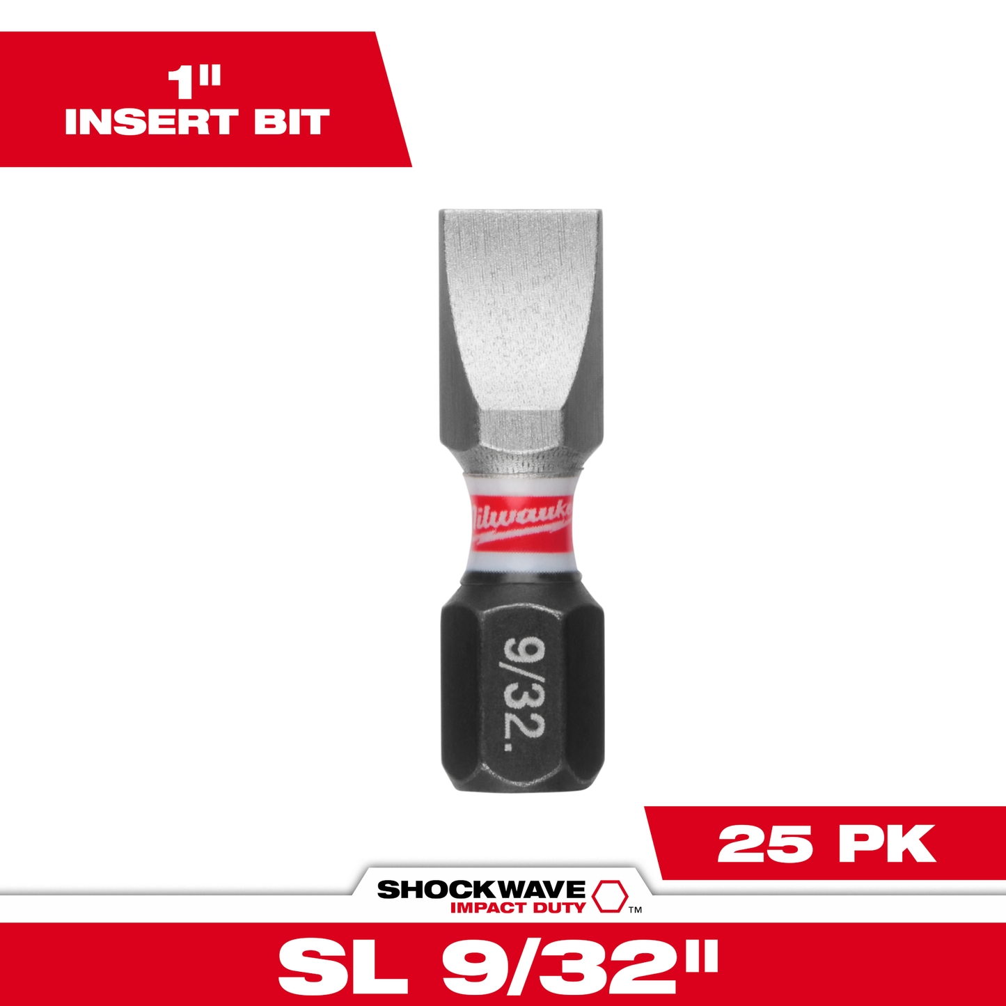 Milwaukee SHOCKWAVE™ Impact Duty 1"  Slotted 9/32" Insert Bits Bulk 25