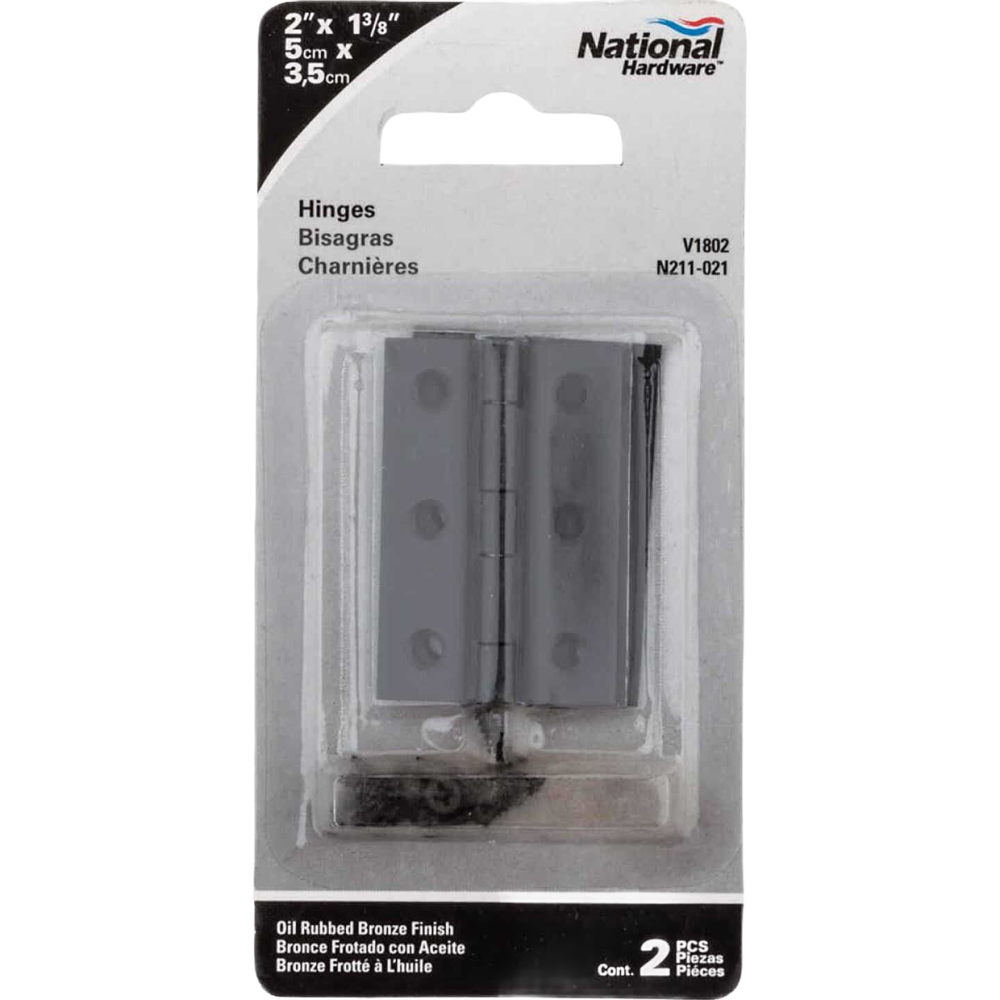 2-inch by 1-3/8-inch oil rubbed bronze broad hinge pair for home improvement projects with durable metal construction