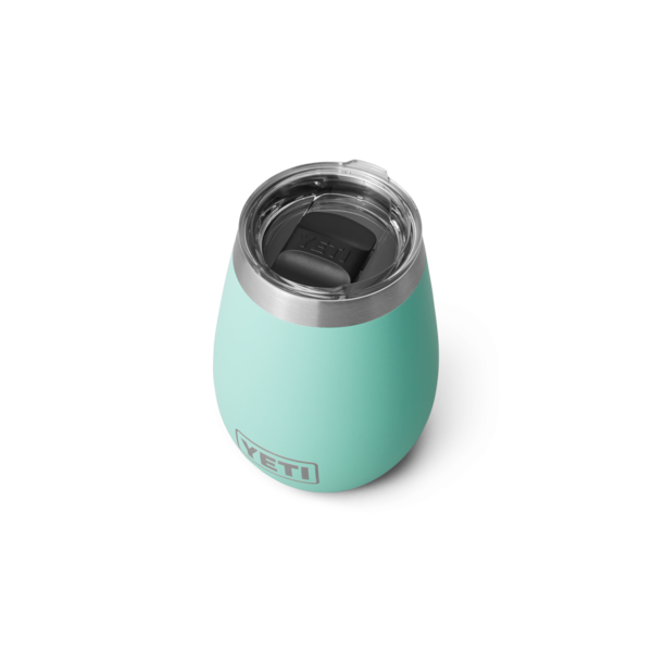 Light blue insulated stainless steel wine tumbler with clear Magslider lid in drinkware and kitchenware collections under $100