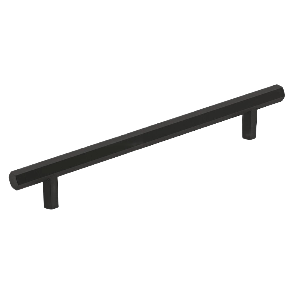 Matte black cabinet pull with geometric design, ideal for furniture hardware in Home Improvement and Under $50 collections