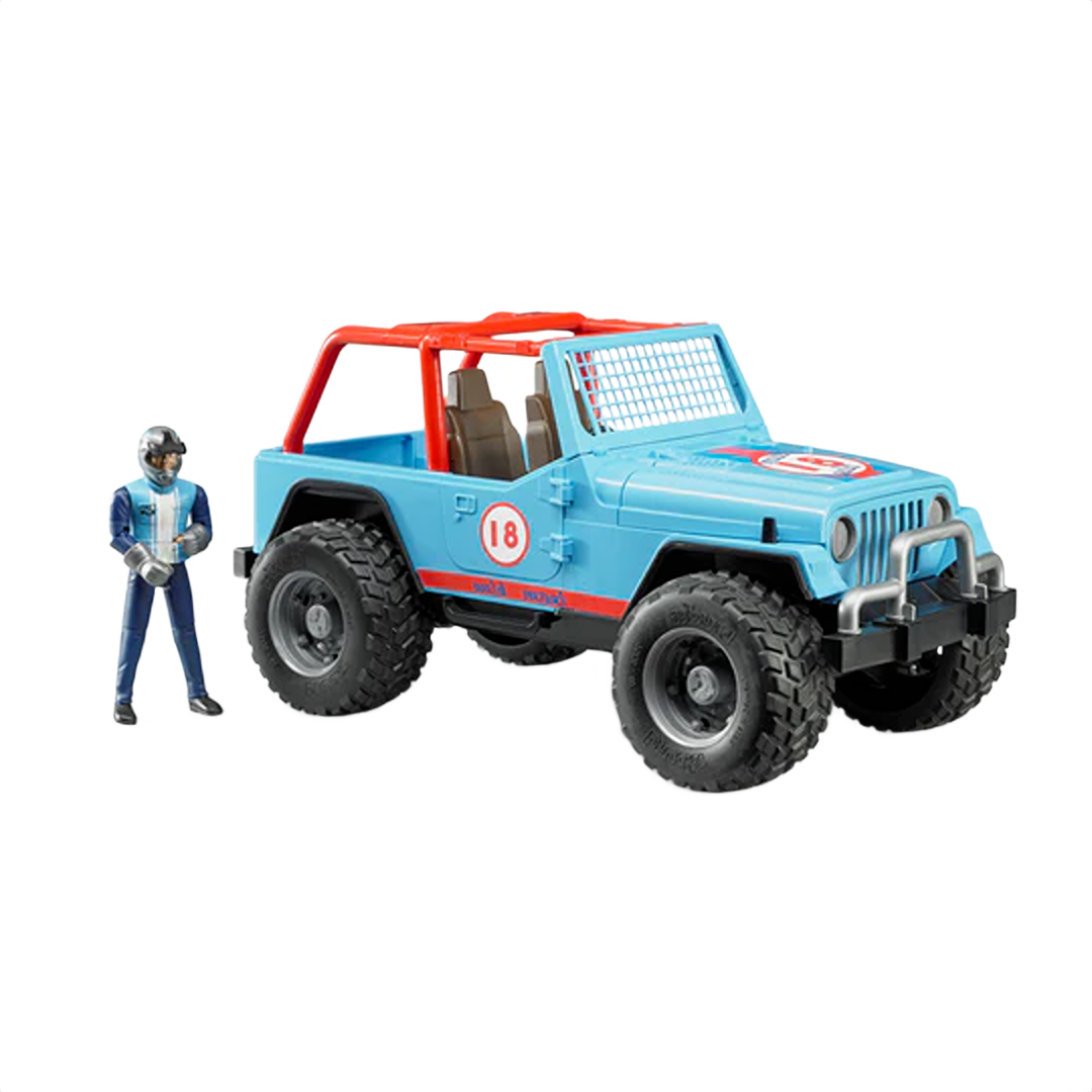 Blue off-road toy jeep with large tires and driver figure in Vehicles & Remote Controlled Toys and Bruder Toys collections