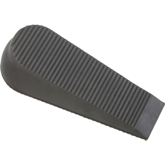 Gray flexible rubber door stop wedge with textured surface for secure hold in door accessories and home improvement collections