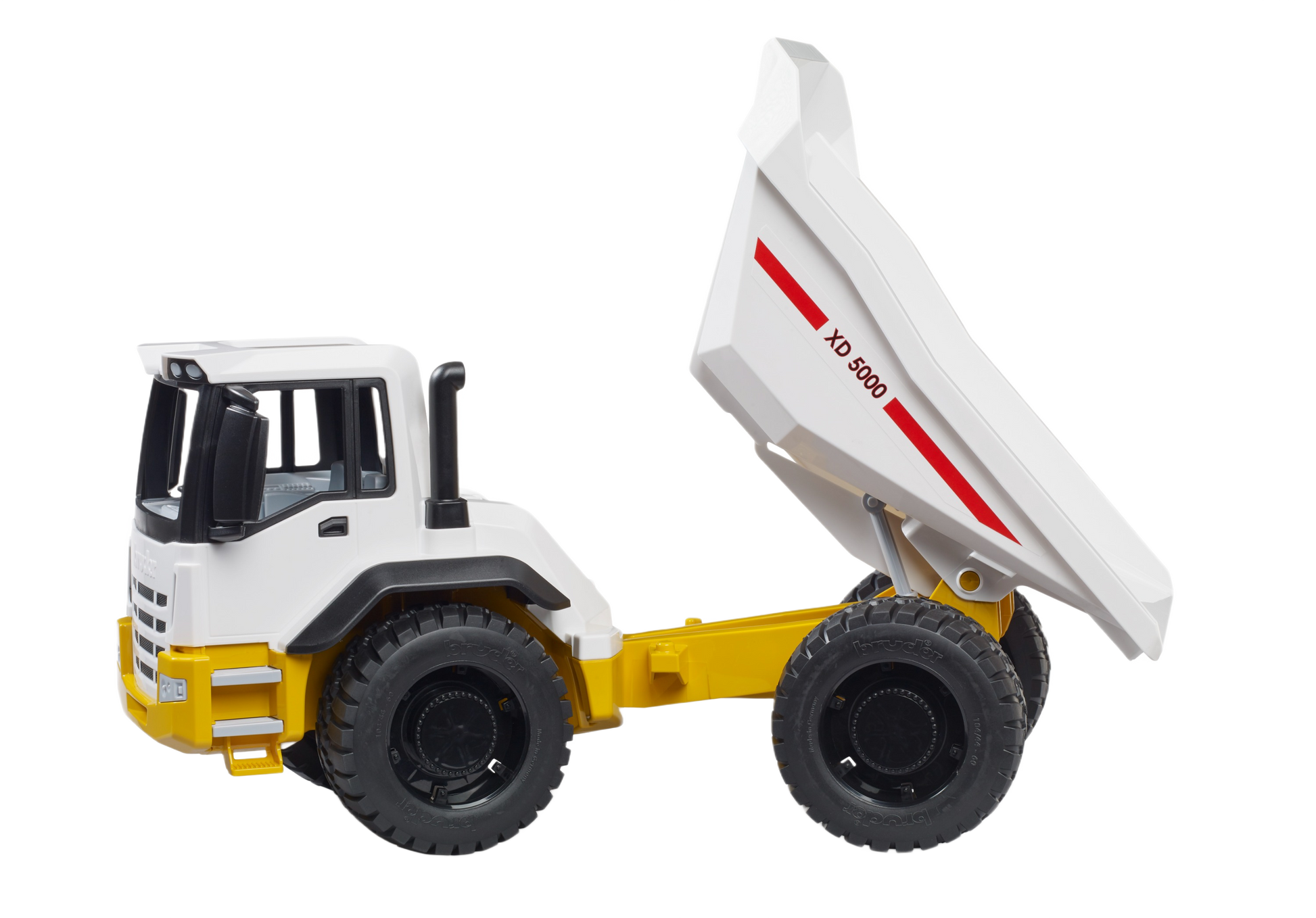 Yellow and white Bruder 03420 dump truck toy with functional tipping bed from Vehicles & Remote Controlled Toys collection