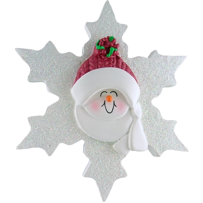 Sparkling snowflake ornament featuring smiling baby face with red winter hat for Christmas Ornaments & Tree Decorations under $50 collection
