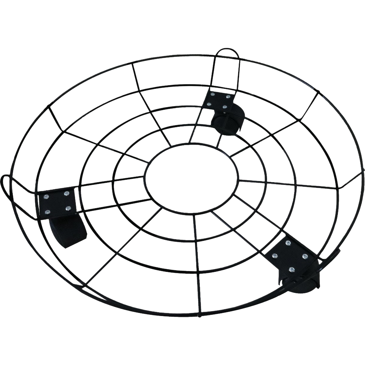 Black coated metal wire rolling plant caddy with wheels for easy plant mobility in outdoor living and garden tools