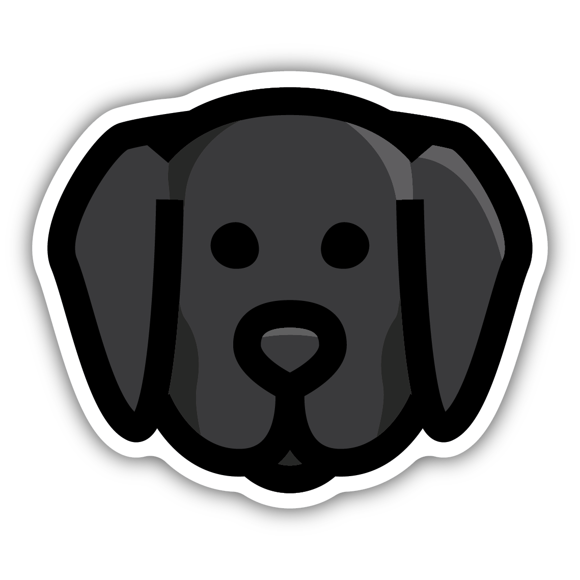 Simplified graphic of a black Labrador face with bold outlines suitable for sticker use