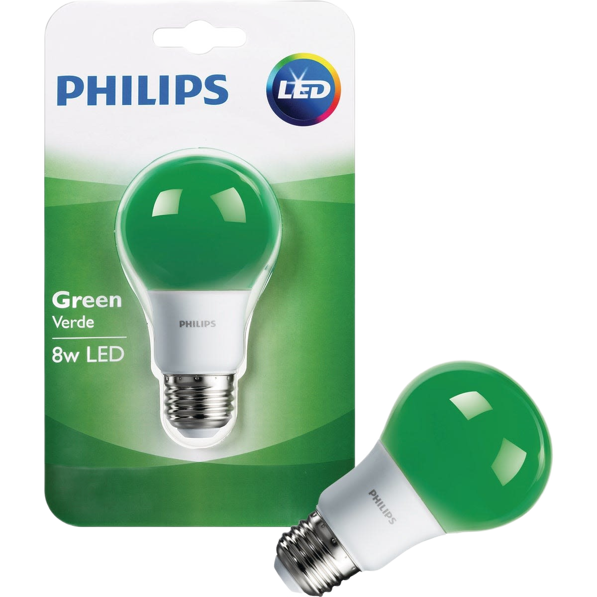 Green LED party light bulb with medium base for festive lighting in home improvement and electrical use under $50