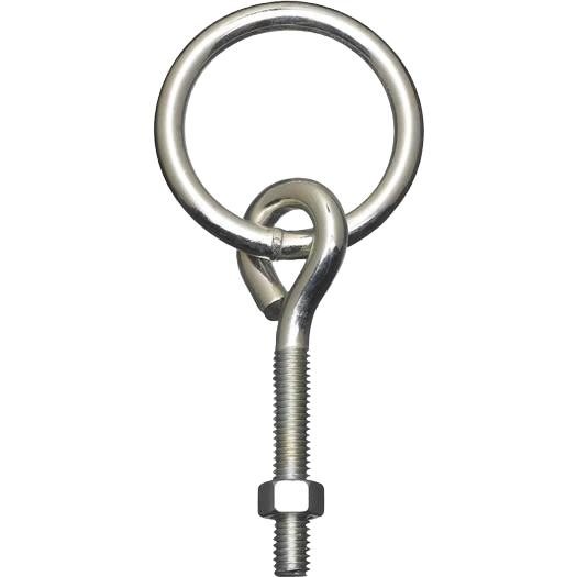 Zinc-plated metal ring eye bolt with threaded shaft and nut for hardware and fastener applications under $50 collections